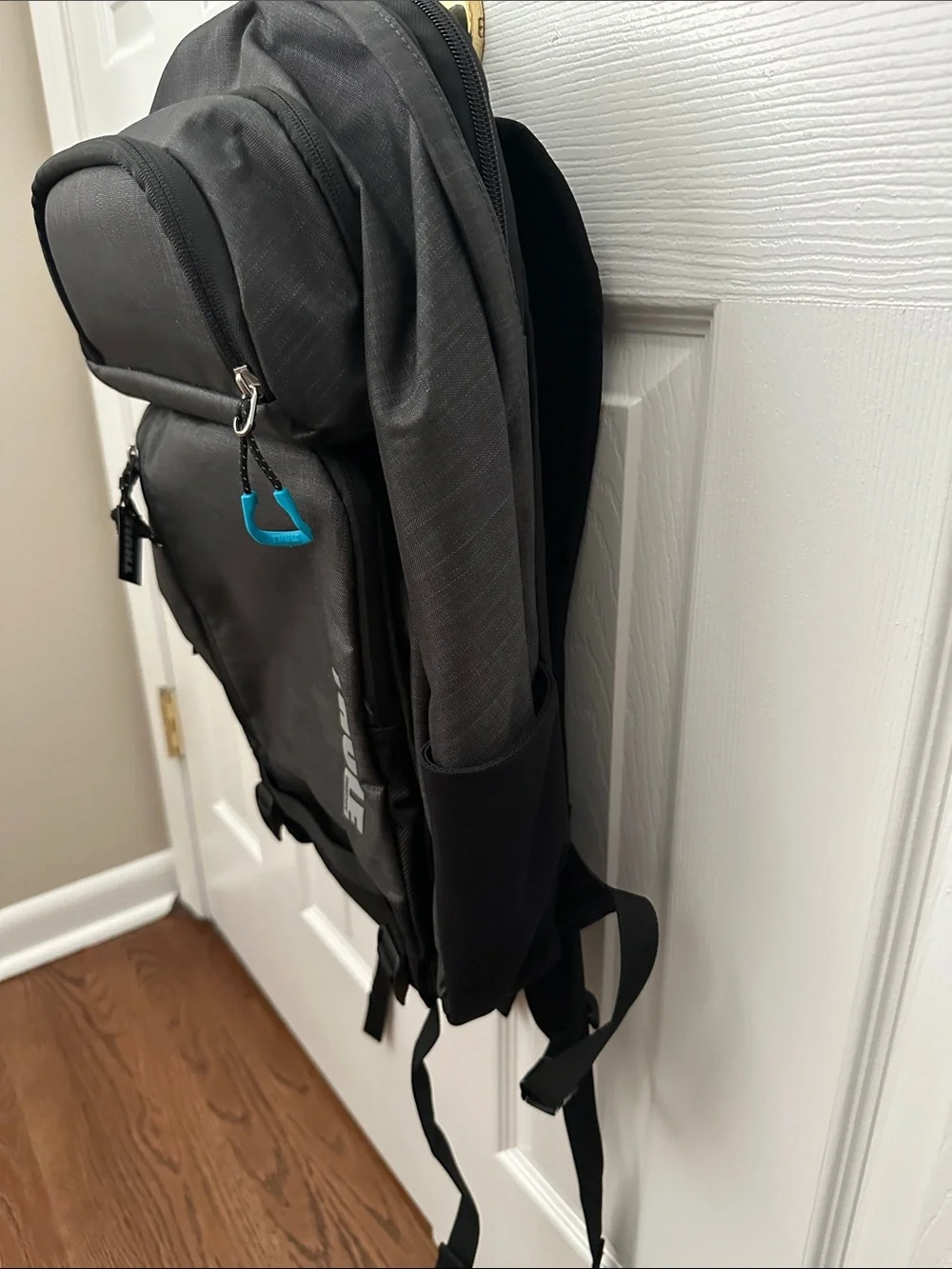 Thule Charcoal Gray Backpack with Teal Accent